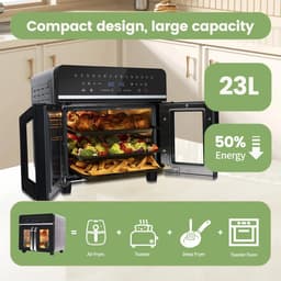 Ohana DT - Airfryer Oven - Heteluchtfriteuse - Heteluchtoven - XXL - 23L - 15 Programma's - 2200W - LED Display -Zwart — thumbnail 3
