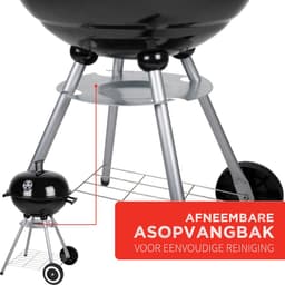 BBQ - Houtskoolbarbecue - Kogelbarbecue 45 x 70 centimeter - Ronde Barbecue - Barbecue op Wielen - Zwart - Metaal — thumbnail 4