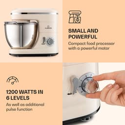 Klarstein Bella Mini Roermachine Keukenmachine - voor Keuken - LED Met RVS-Kom - Knetmaschine - Planeetmenger - Food Processor - Mengmachine - Rührmaschine — thumbnail 4