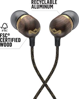 House of Marley Smile Jamaica Oortjes met Draad - Bedrade Oordopjes 3,5 mm Aansluiting - Met Microfoon en 1knopsbediening - Eco Friendly Design - 9 mm Drivers - Knoopvrije Kabel - Brass — thumbnail 3