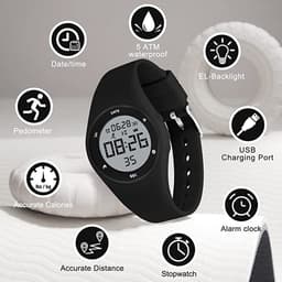Smartwatch Kinderen - Stopwatch - Stappen - Waterdicht - Zwart — thumbnail 2