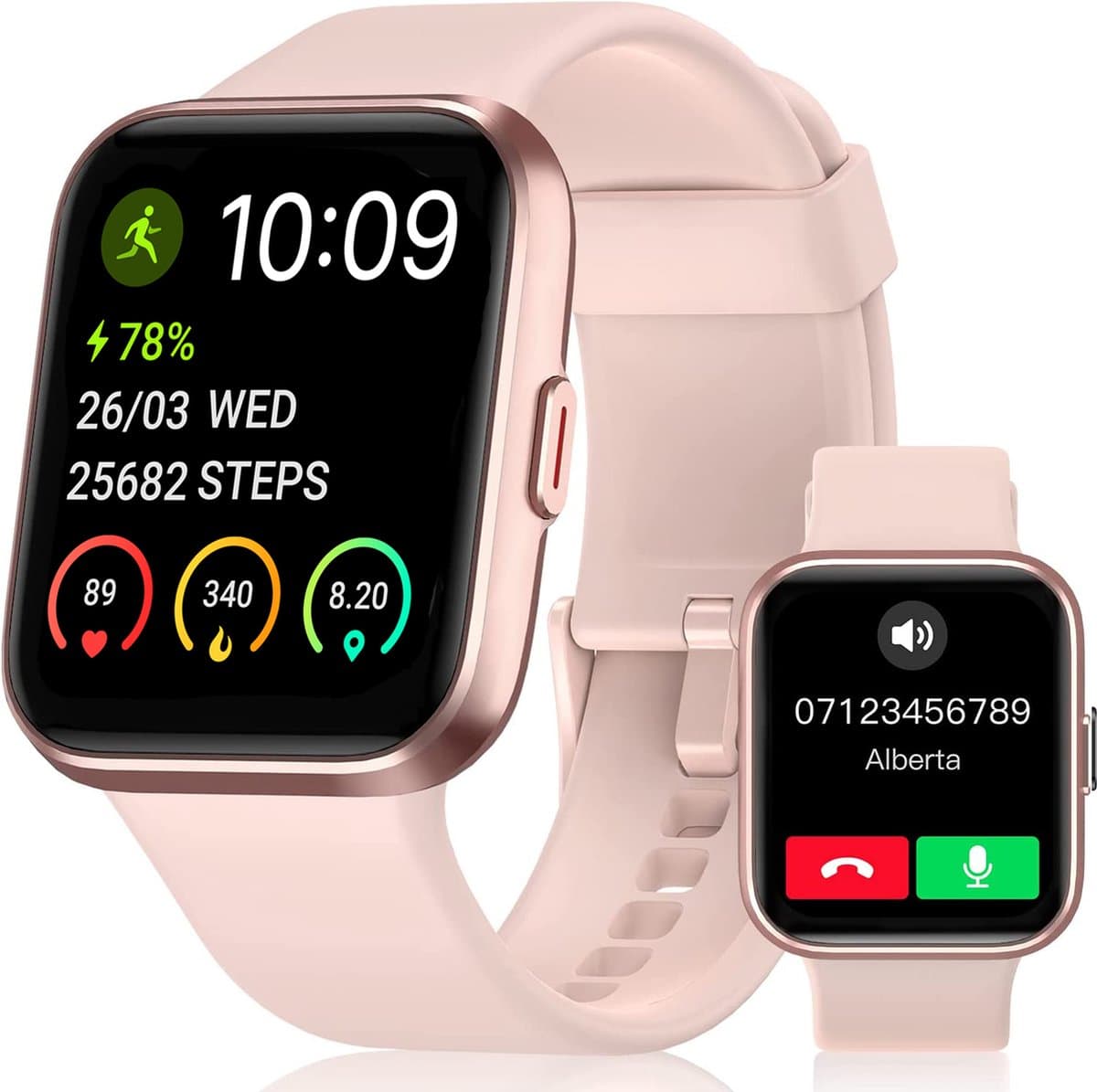 Maoo Maximize Smartwatch - Smartwatch Dames - Volledige Belfunctie - Hartslagmeter - Stappenteller - Multisport - Geschikt voor Android en iOS - Valentijn Cadeautje - Roze — afbeelding 1