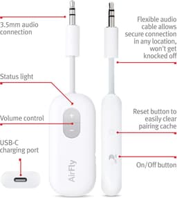 Twelve South AirFly SE - bluetooth zender/adapter voor hoofdtelefoons - Wit — thumbnail 5