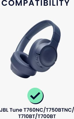 kwmobile 2x oorkussens geschikt voor JBL Tune T760NC / T750BTNC / T710BT / T700BT - Earpads voor koptelefoon in zwart — thumbnail 3