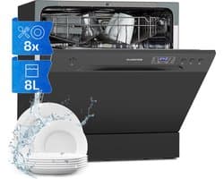 Klarstein Vaatwasser mini- voor 8 couverts, stille kleine vaatwasser met 6 wasprogramma's, kleine tafelmodel vaatwasser voor thuis, kantoor, camping, mini-vaatwasser met wateraansluiting - Vaatwasmachine - 8 Maatgedekken 49 dB 45 cm 1620W
