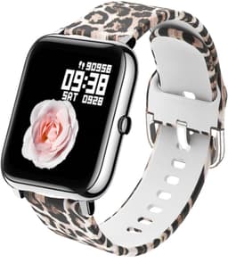 Belesy® HUNDRED - Smartwatch Dames - Smartwatch Heren - Horloge - 1.3 inch - Kleurenscherm - Full Touch - Stappenteller - Multi Sport - 100+ Watchfaces - Siliconen - Panterprint - Moederdag — thumbnail 1