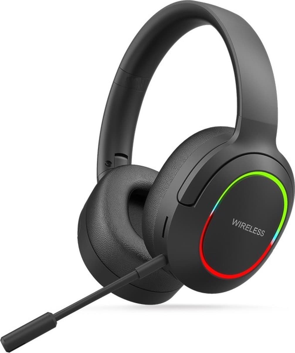 TechU™ Draadloze Koptelefoon met Microfoon Bluetooth 5.0 – Game Headset met LED Licht – Hoofdtelefoon voor Muziek, Podcast & Gamen – Zwart — afbeelding 1