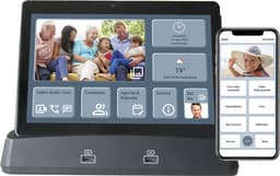 PRIFORA Zorg-Tablet met Gratis Prifora App. Verbind hele familie met Beeldbellen. Ideaal voor Mantelzorgers en Zorgverleners. Eenvoudig bedienen, ook op afstand met App. Basis Station Speakers voor goed geluid, draadloos opladen, Automatisch Diashow — thumbnail 1