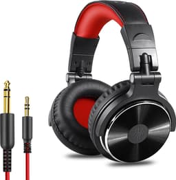 OneOdio Pro 10 - koptelefoon met microfoon - inklapbaar - muziek|studio|DJ (zwart/rood) — thumbnail 1