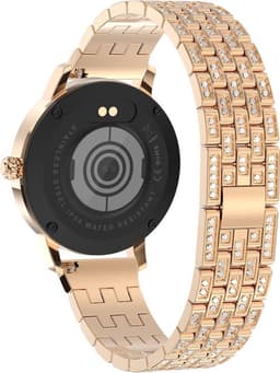 Darenci Smartwatch Me Shine Pro - Smartwatch dames - Smartwatch heren - Activity Tracker - Touchscreen - Stalen band met steentjes- Dames - Heren - Horloge - Stappenteller -Bloeddrukmeter -Verbrande calorieën -Zuurstofmeter -Roségoud -Spatwaterdicht — thumbnail 5