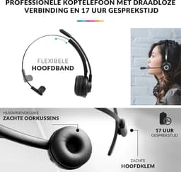 YONO Headset met Microfoon Draadloos - voor Computer PC - Laptop - Office Koptelefoon - Zwart — thumbnail 2