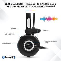 YONO Headset met Microfoon Draadloos - voor Computer PC - Laptop - Office Koptelefoon - Zwart — thumbnail 4