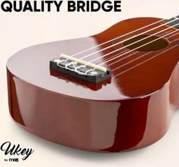 Ukelele set - MAX UKEY - 21 inch Ukulele van hout - Kindergitaar en gitaar voor volwassenen - incl. Ukelele tas, plectrums en stemapparaat - Bruin (hout) — thumbnail 4