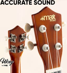 Ukelele set - MAX UKEY - 21 inch Ukulele van hout - Kindergitaar en gitaar voor volwassenen - incl. Ukelele tas, plectrums en stemapparaat - Bruin (hout) — thumbnail 5