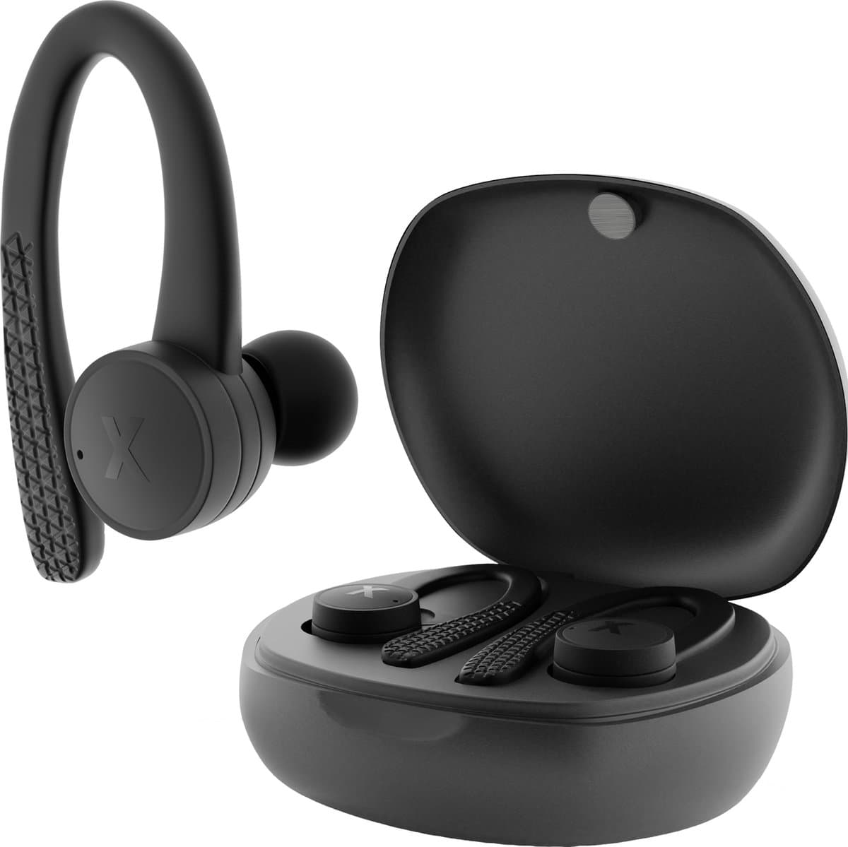 Audrax Sport Draadloze oordopjes – Oortjes Draadloos - Noise Isolation - 75 Uur Afspeeltijd - IPX7 Waterbestendig - Fysieke knoppen - Oplaadcase met display - Hardlopen - Zwart — afbeelding 1