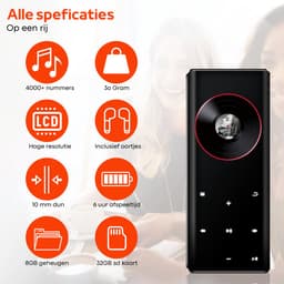 FOXLY® HiFi MP3/MP4 Speler Bluetooth Pro - FM Radio - Voice Recorder - Dictafoon - Inclusief Oordopjes & SD kaart — thumbnail 4