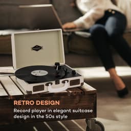 Auna Platenspeler voor platen, USB-platenspeler met luidspreker, Platenspeler in retro-design, Audio Record Player, Moderne vinyl-speler, Krachtige platenspeler turntable — thumbnail 2