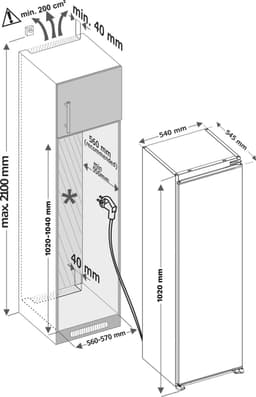 Inventum IKV1022S 102 cm energiezuinige inbouw koelkast - Met vriesvak - Stil - Superkoelen - Supervriezen - Deuralarm - Vakantiestand - 139 liter - Sleepdeur - Wit — thumbnail 5