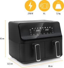 Tristar FR-9026 - Dubbele Airfryer XXL - 2x4L - 2 onafhankelijke kookzones - 8 Bakprogramma's - PFAS-vrij - WK — thumbnail 4