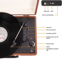 Denver Platenspeler - Ingebouwde Speakers - Incl. PC Software - Auto-stop - Retro - VPL120 - Bruin — thumbnail 4