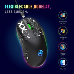 HXSJ T90 2.4G Stille Draadloze Gaming Muis - Bluetooth - Computermuizen - Ultra licht - RGB Verlichting - Zwart — thumbnail 3