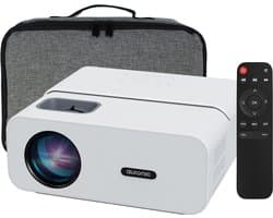 Auronic Beamer 10.000 Lumen - WiFi - 1080P Full HD - Streamen vanaf je telefoon - Smart Mini Beamer - HDMI-kabel - Afstandsbediening en Projectiescherm - Wit