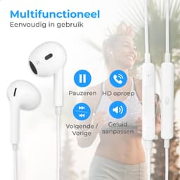 Nuvance Oortjes met Draad - 3.5mm Jack Aansluiting - In-Ear Oordopjes met Draad - Oortjes met Draad en Microfoon - Wit — thumbnail 3