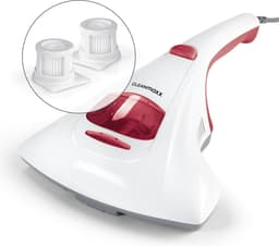 CLEANmaxx huisstofmijt handstofzuiger met UV-C lamp incl. 2 vervangingsfilters - wit/rood — thumbnail 1