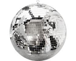 KIMU® Discobal zonder Motor Ø 50 cm Professioneel - Discobol Groot Zilver Spiegeltjes 10x10mm - Spiegelbol Disco Bal Bol - Feest Feestje Discolamp Decoratie Space Glitters Festival