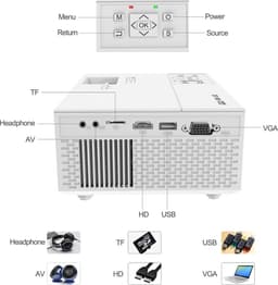 Mini Beamer - Input tot 1080P - Projector - Mini Projector - HDMI - USB - Wit - Smartphone - Draagbaar - Ingebouwde speaker — thumbnail 4