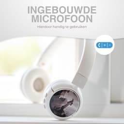 BuddyPhones PopFun Koptelefoon Kinderen - Kinder Koptelefoon Draadloos – Volumelimiet 84/95 dB – 24 uur batterijduur – Bluetooth Hoofdtelefoon - Ingebouwde microfoon - Inclusief Leuke Stickers - Wit — thumbnail 2