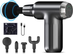 Massagepistool massageapparaat, mini massage gun, spiermassageapparaat elektrisch, draagbaar handmassageapparaat met 6 snelheden, 4 massagekoppen — thumbnail 1