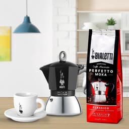Bialetti Moka Inductie Zwart - 2-kops - 100ml + Bialetti Koffie Proefpakket 3 x 250gr — thumbnail 2