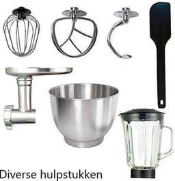 Keukenmachine 3in1 - Zilver - 2000W Kom 8L - hakmolen - crusher, blender, vleesmolen en diverse deeghaken - 6 snelheden + pulse functie — thumbnail 2