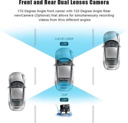TechU™ Dashcam Dual Camera – M18 – Dashboardcamera – 3 inch Full HD Scherm – Nachtvisie – Looprecording – Bewegingssensor – G-sensor – Parkeermonitor – Incl. Achteruitrijcamera - voor auto -– Kerst & Kerstcadeau — thumbnail 4