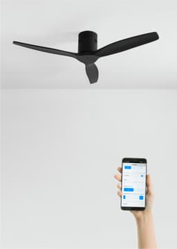 CREATE - Plafondventilator 40W silent 100% hout (Ø132cm) (ruimtes 10m²-25m²) - Zwart - Geen licht - WIFI + Afstandsbediening - WIND CALM NATURAL WOOD — thumbnail 1