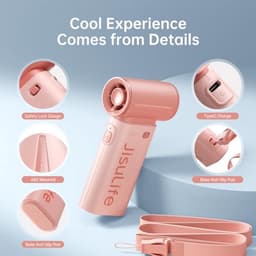 Draagbare USB-miniventilator met 5 snelheden en lange batterijduur voor reizen, kamperen en persoonlijke verzorging — thumbnail 2