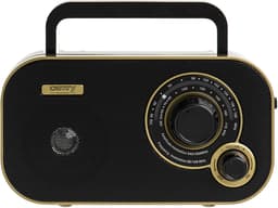 Draagbare Radio - Noodradio - Keukenradio - FM/AM - 2W Speaker - Retro radio - Netstroom & Batterij - Radio op batterijen - Zwart/Goud - Camry CR1910 — thumbnail 2