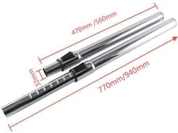 Robuuste roestvrijstalen verlengbuis voor stofzuigers en compatibele vervangingsbuis voor stofzuigers- 32 gauge- intrekbaar- totale lengte 470 mm — thumbnail 2