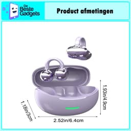 Draadloze oordopjes met Oorclip Paars - Geschikt voor Apple en Android - Bluetooth 5.4 - Draadloze oortje Bluetooth - Sport Oordopjes - Bluetooth Oordopjes - Draadloze Oordopjes - Oortjes Draadloos - In-Ear Oordopjes - Model W18 — thumbnail 2