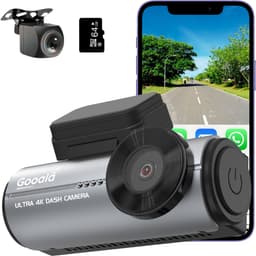 Gooala® Dashcam Ultra 4K voor Auto Voor en Achter- 4K & 1080P - Beeldscherm & App opnames - Inclusief 64GB SD Kaart — thumbnail 1