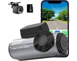Gooala® Dashcam Ultra 4K voor Auto Voor en Achter- 4K & 1080P - Beeldscherm & App opnames - Inclusief 64GB SD Kaart