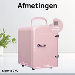 Kaaiman Mini Koelkast 4L – Mini Koelkast 12V & 220V – Cosmetische Koelkast – Warm & Koud Functie – Rechtsdraaiende Deur – Skincare Fridge – Roze — thumbnail 5