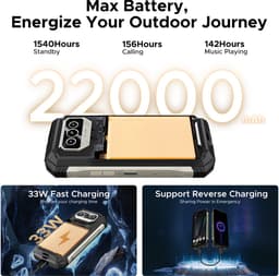 DOOGEE V MAX S 5G-Robuuste Smartphone-Robuuste Telefoon- 22000 mAh/33 W -24 GB RAM+ 256 GB ROM- 6,58 inch + 120 Hz - Kampeerlamp - Nachtzichtcamera- Android 14- Face ID-IP68-Dubbele luidsprekers-Titanium — thumbnail 5