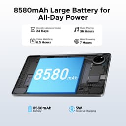 DOOGEE TAB A9+ - Tablet - 20GB RAM + 64GB ROM(2TB/TF) - 11 inth HD IPS 90Hz - Android 15 - 8580 mAh - Unisoc T7200 - 5G WiFi - Dubbele luidsprekers- Face ID - Grijs — thumbnail 3