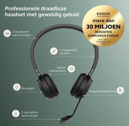 Jabra Evolve 65 TE - Headset Bedraad & draadloos - Bluetooth - USB-A- via Bluetooth-adapter - ruisonderdrukking - UC-gecertificeerd - zwart — thumbnail 2