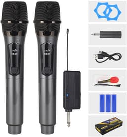 Draadloze Microfoon - Oplaadbare Draadloze Microfoonset - met Plug-in Ontvanger - Karaoke - Muziek - Studio - Handheld Microfoon voor Zang - met 2 Microfoons — thumbnail 1