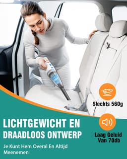 Milunho Kruimeldief Snoerloos 9500Pa – Handstofzuiger voor Auto & Dierenharen – USB-C Oplaadbaar, HEPA Filter, 3 opzetstukken – Krachtige kruimelzuiger — thumbnail 3