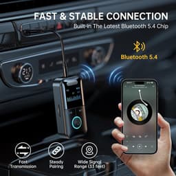 Bluetooth 5.4 audiozender/ontvanger, 4-in-1 draadloze zenderadapter, lage latentie/HD-scherm/TF-kaart AUX-adapter voor vliegtuig, auto, laptop, radio, tv — thumbnail 2