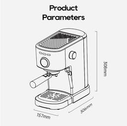 HIBREW H5A Semi-automatische koffiemachine, 1,2L watertank, 15 bar & Smart Brew — thumbnail 2